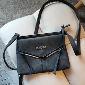 Reaction Kenneth Cole Charcoal Suede Crossbody Bag
